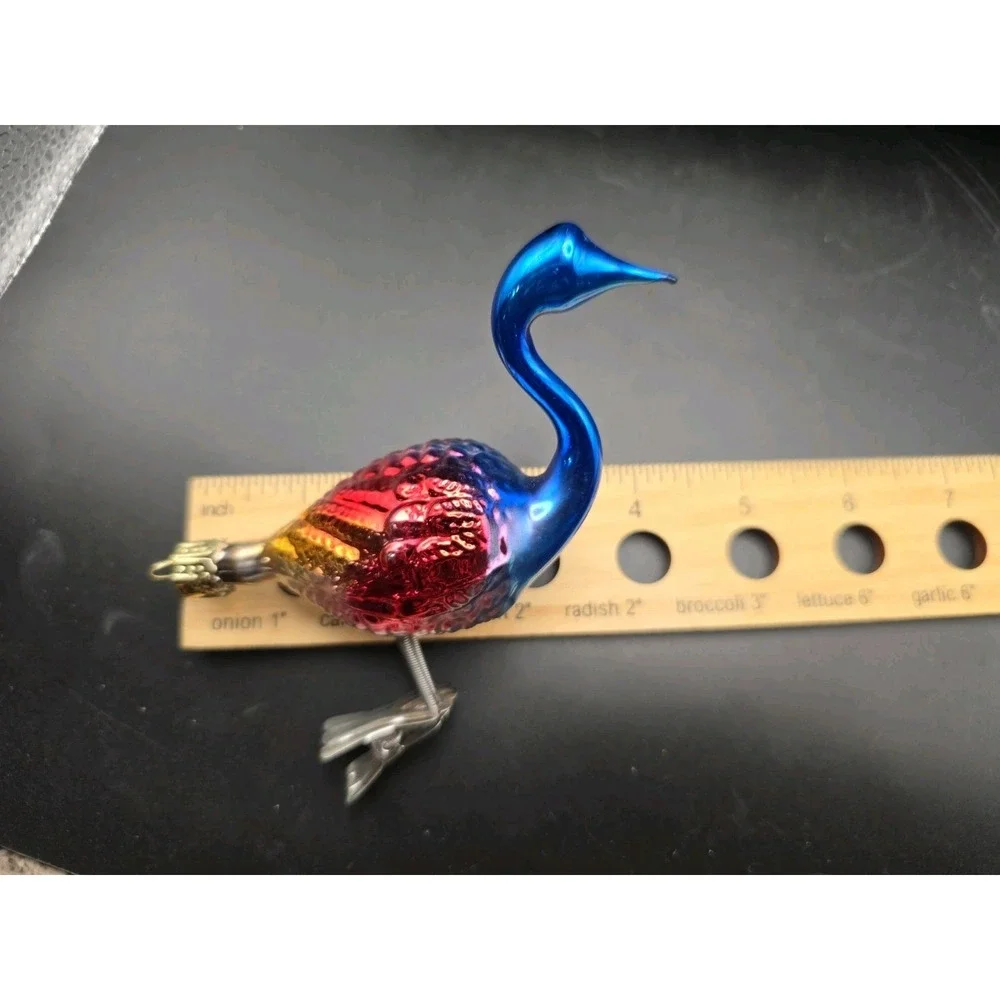 Vintage Germany Mercury glass swan clip bird goose ornament axis tree